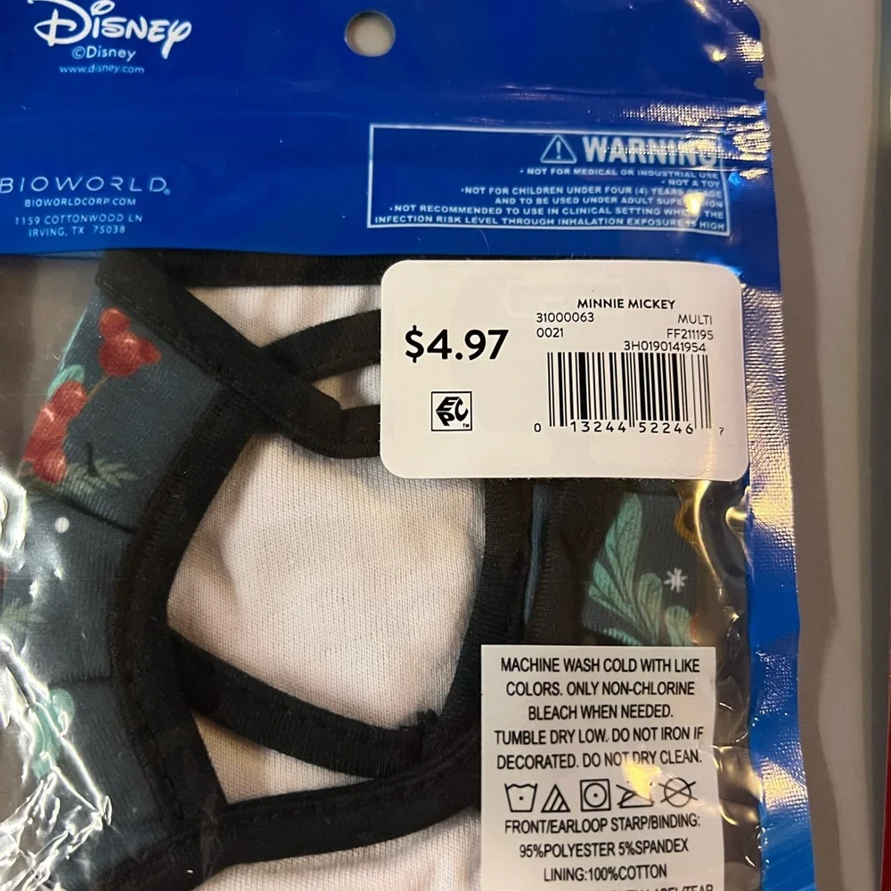 3 Packages Kids Disney and Nickelodeon Christmas Characters Face Masks- Bioworld
